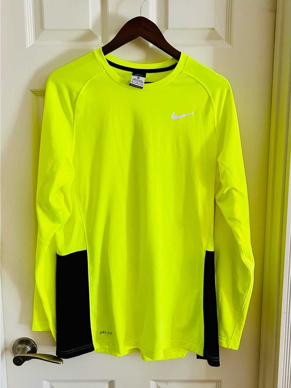 Nike Men’s Long-Sleeve Dri-FIT Shirt - Neon Yellow with Black Panels